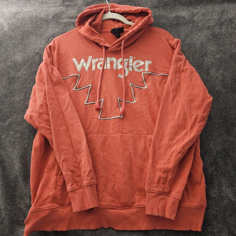 Wrangler Retro Hoodie XL Pink Pullover Sweatshirt Embroidered Logo Western